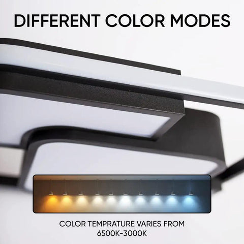 Slick 62W LED Flush Mount Ceiling Light With Remote Control 3000K To 6500K Adjustable Color Temperature Black Square Fixture For Farmhouse Dining And Living Rooms 16x16x2.5 Inches