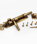 Heavy Duty Solid As A Rock Pure Copper Barrel Bolt Sliding Door Latch With Padlock compatible vintage gate lock and screws.