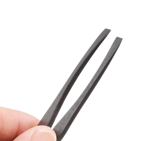 Close-up of Antistatic Plastic Tweezers Kit For Electronics And Craftwork Handy Precision Black 6 Piece Set Static Safe Pickup Tools DIY Repair
