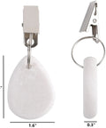 12 Piece Teardrop Marble Tablecloth Weights With Metal Clips White For Indoor Outdoor Use For Patio Picnic Garden Keeps Linens From Slipping And Adds Elegant Stone Look, front and side view