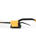 Hefty No Fuss Sealless Steel Strapping Tool And 3 In 1 Manual Metal Banding Machine depicted from the side with yellow grips.