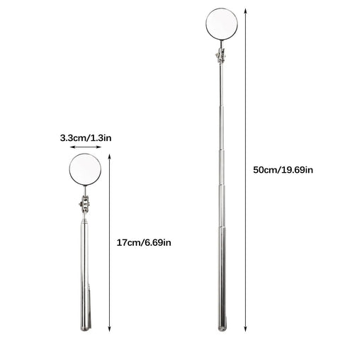 4 Pack Telescoping Inspection Mirror Pen Style 33mm For Car Repair Pro Gear With 360 Degree Rotating Head And Stainless Steel Handle Ideal For Tight Spaces Under Dashboards And Engine Bays During DIY Car Repairs, 33mm mirror, 17-50cm
