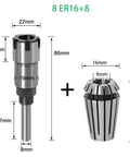 Heavy Duty 8 Millimeter Extension Rod Fits 1 4 Inch And 1 2 Inch Shank ER Router Bits For Woodworking Engraving Mills With High Carbon Steel Build, showcasing dimensions and components.