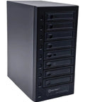 Rock Solid Eight Bay Thunderbolt 4 Usb4 Enclosure for two point five and three point five inch drives in gray.