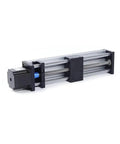 Smooth Ball Screw Linear Guide Rail Motion System With Precise Rock Solid Movement For Industrial Automation Including A 100mm Diameter Stepper Motor For High Torque And Reliable Positioning, black linear actuator