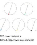 Five Pack 26Ft Copper Hookup Wire Kit 24 AWG Solid Core Jumper Wires Tinned Copper Color Coded For Breadboarding And DIY Electronics Projects Great For Low Voltage Wiring, displaying five color-coded wires in circles.