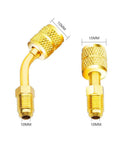 R410A Adapter Five Sixteenth Inch SAE Female To Quarter Inch SAE Male Flare For Air Conditioners HVAC Two Pack brass adapters.