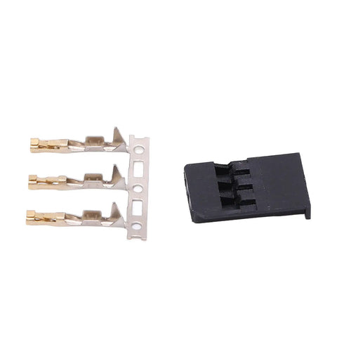 3 Pin Servo Plug Connector Kit For RC Aircraft And Electronics, ABS brass male and female crimp connectors, close-up view.