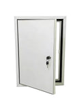 Heavy Duty Metal Drywall Access Panel With Lock And Key Soundproof Plumbing Inspection Hatch For Attic Ceiling, open view.
