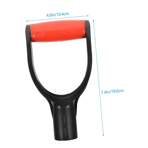 D Shaped Shovel Handle Replacement With Easy Install For Snow Shovels And Rakes Palm Friendly Ergonomic Grip Durable Lightweight Handle Upgrade Fits Most Shovel Shafts Simple To Attach And Use, black handle with red grip, size labeled
