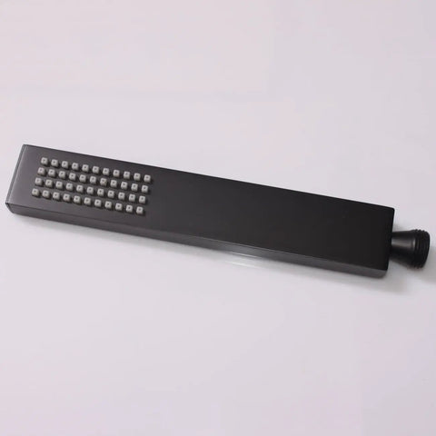 Square Solid Brass Oil Rubbed Black Handheld Shower Head With Wall Connector And Hose Set High Pressure Single Function One Half Inch