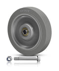 Heavy Duty 5 Inch Tpr Caster Wheels 100 Pack Quiet Non Marking Replacement Casters For Cart Dolly Workbench Zero Drag Hella Smooth Roll Industrial Utility Gear with steel bolt and nut.