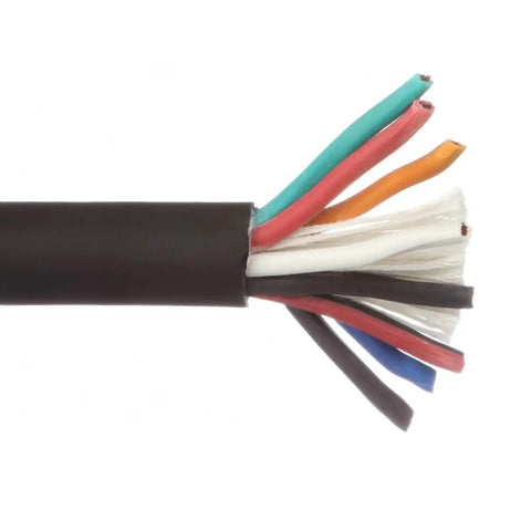 12 By 8 SOOW Portable Cable 600V Black 200 Ft 8 Conductors AWG 12 14 Amp Capacity Heavy Duty Outdoor Power Extension Wire For Construction Industrial Equipment, cut end with 8 color-coded conductors