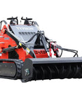 Red Stomp Mini Skid Steer Loader 1800lbs Compact Machine for Gardens Farms Parks and Roads Ideal for Digging Drilling