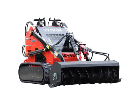 Red Stomp Mini Skid Steer Loader 1800lbs Compact Machine for Gardens Farms Parks and Roads Ideal for Digging Drilling