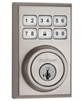 Keyless Entry Electronic Deadbolt With Z Wave Tech For Smart Home Security Illuminated Keypad on a metallic door panel