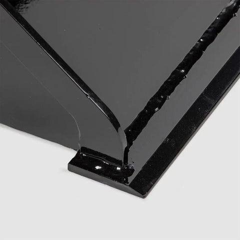 Close-up of reinforced side cutters and welded edge on Heavy Duty 42 Inch Mini Skid Steer Dirt Bucket Attachment With Toro Style Mounting