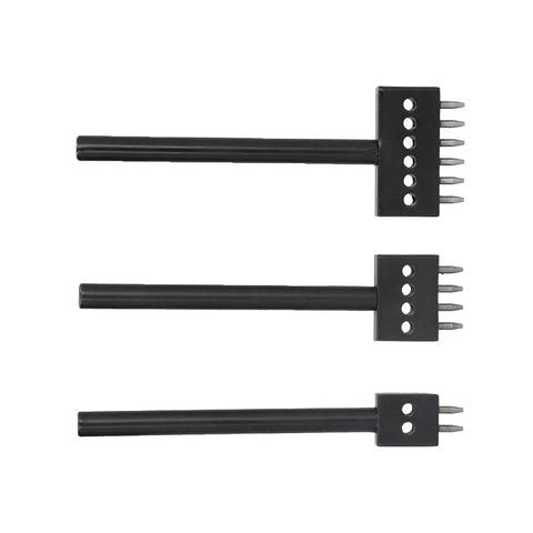 Pro Grade Leatherworking Tool Kit 3 Piece Cobbler Prong Chisel Set With 2 4 6 Tooth Row Hole Puncher Steel Punch Leather Craft Set