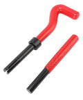 Heavy Duty M12 X 1.25 Thread Repair Kit With High Strength HSS Steel Inserts For Damaged Threads, Includes Drill Bits And Taps, Auto Engine Repair Tools With Red Handle. Red-handled tap tools