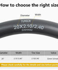 Heavy Duty 20 Inch Bike Inner Tubes 2 Pack 20x2.10 To 2.40 Butyl With Schrader Valve size guide chart