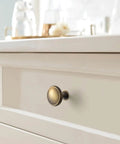 12 Pack Brushed Bronze Cabinet Knobs Set For Kitchen And Furniture Brass Zinc Alloy Drawer Pulls Single Hole Mount, installed on drawer