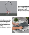 Double Sided Hanging Closet Organizer With Thirty Roomy Pockets In Gray showing 360° rotating stainless steel hanger and washable fabric.