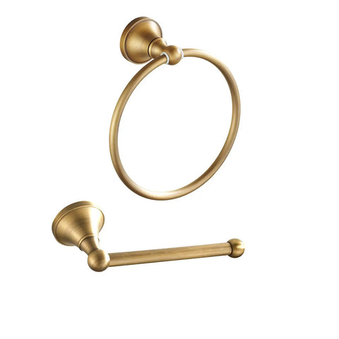 Antique Brass Toilet Paper Holder And Towel Ring Set For Bathroom And Kitchen, Retro Brass Hardware That Slaps, 2 Piece