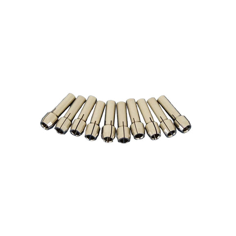 10 Piece Durable Shiny One Eighth Inch Rotary Tool Collet Bits No 480 For Dremel And Other Rotary Tools Compatible, arranged neatly