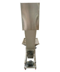 Dinenovate Heavy Duty Z Type Bucket Elevator 6.5ft Lifting Height Stainless Steel Conveyor For Farm Or Factory Bulk Material Handling 220V viewed from above, showing stainless steel design and 150L hopper.