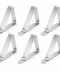 Sturdy Stainless Steel Tablecloth Clips, Rust Proof And Heavy Duty 6 Pack For Indoor Outdoor Use arranged on white background