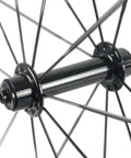Hub detail of Race Ready Carbon Road Wheelset 88mm Deep Clincher 700c With 23mm Width Fits Shimano Cassettes Matte 3K Finish