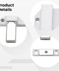 Detailed close-up of Push To Open Magnetic Door Latch For Glass Cabinets And Double Doors Zinc Alloy Chrome Finish