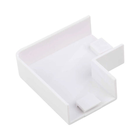 Elbow connector from Under Desk Cable Management Kit With 150in Total Coverage, 6 Pack Raceway For Wires, white plastic material.