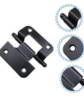 SHINEOFI kitchen cabinet door hinge, black iron, front view with mounting plate and hinge pin