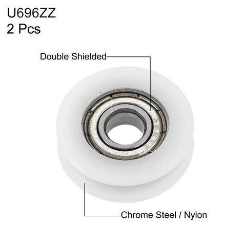 U696ZZ U Groove Ball Bearing Roller Guide Wheel 6 X 22 X 7 mm Double Metal Shielded Chrome Steel Bearings zoomed view 2 pieces
