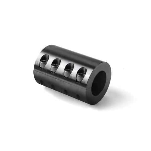 Rigid Shaft Coupling With Double Split Clamp Heavy Duty Build Bore 0.625 To 0.625 Outer Diameter 1.3125 Inches Length Two Inches Set Screws Ten Thirty Two By Half Inch Black Oxide 45C Steel ASTM 1045, black