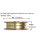 Side view of pulley from Beefed Up Deck Rebuild Kit For 46 Inch Craftsman Poulan Lawn Tractors With Spindle. OD 3 6/7in.