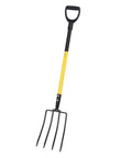 Heavy Duty Garden Spading Fork Workhorse 4 Tines 46 Inch Pitch Fork for Digging Composting Gardening and Transplanting with handle