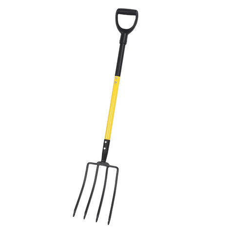 Heavy Duty Garden Spading Fork Workhorse 4 Tines 46 Inch Pitch Fork for Digging Composting Gardening and Transplanting with handle