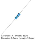 Single resistor from the 1300 Piece Resistor Kit With 1/2W 1% Metal Film Resistors From 1 Ohm To 3M Ohm 130 Values 10 Pieces Each