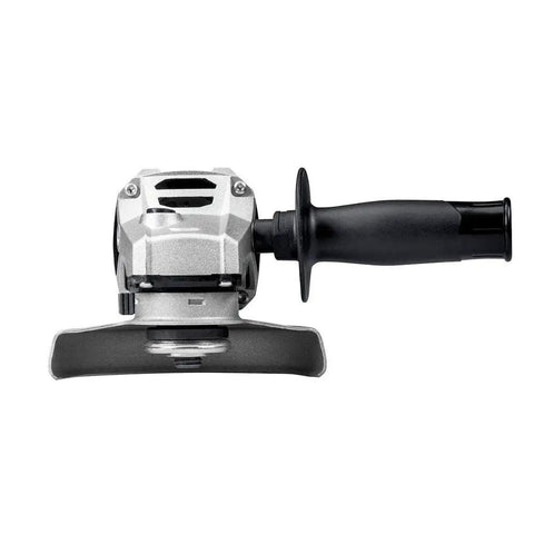 Workhorse Dual Size Four And A Half Inch And Five Inch Angle Grinder With Twelve Thousand RPM, Eleven Amp, AC DC, front view with guard