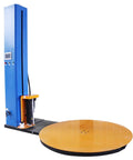 Heavy Duty Pallet Wrapping Machine 4409 Lbs Load Capacity Smooth 64 Inch Turntable forklift with orange platform and control panel.