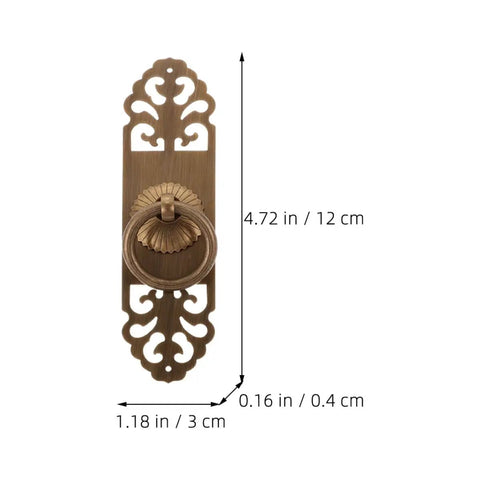 Vintage Brass Pull Handle 3cm by 12cm Cabinet Drawer Knob for Kitchen Wardrobe Door Furniture Replacement Hardware, Classic Retro Style, Easy Install Now shown in decorative flat position with dimensions