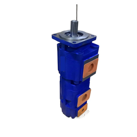 Hydraulic Gear Pump Direct Replacement For XCMG Wheel Loader Spare Parts, Compatible With 2063 2050 2040 Series, OEM Grade Gear Pump For Heavy Machinery, Easy Swap And Long Lasting Performance blue hydraulic gear pump with splined shaft
