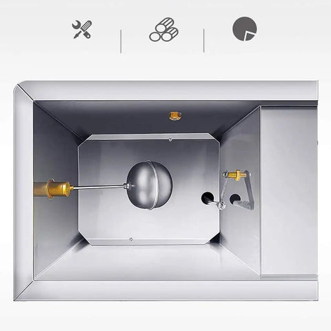 Inside view of Heavy Duty 40 Liter Stainless Steel Water Boiler With Automatic Refill And Dry Fire Shield showing components.