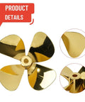Beefy Four Blade Zinc Alloy RC Boat Propeller With Gold Plated Finish 4Mm Shaft 55Mm Or 60Mm Diameter Left Or Right Hand Rotation