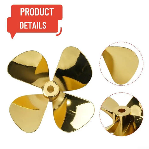 Beefy Four Blade Zinc Alloy RC Boat Propeller With Gold Plated Finish 4Mm Shaft 55Mm Or 60Mm Diameter Left Or Right Hand Rotation