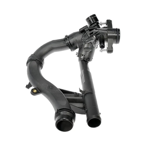 High Octane Engine Cooling Thermostat With Rapid Coolant Temperature Management Plug And Play Direct Bolt On Fitment Replacement For Mercedes Benz M274 W205 W212 W213 Glc, black plastic, detailed view.
