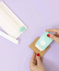 Multimaterial Scalloped Circle Punch For Card Making Scrapbooking And DIY Craft Projects Cuts Photo Paper Cardstock Acetate And More For Notebooks Planners And Albums 2.54 Cm Diameter Turquoise shown in use