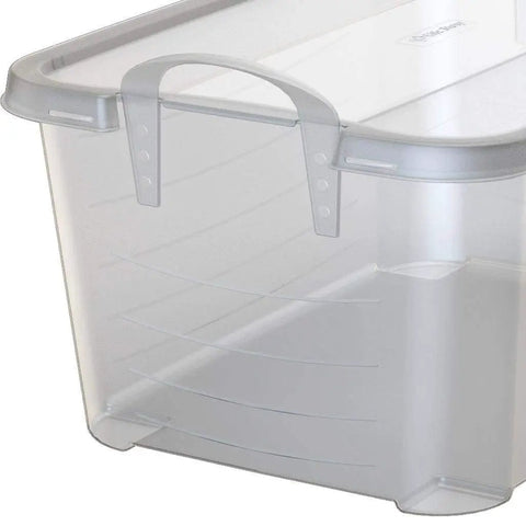 Heavy Duty Stackable Storage Bins Eighteen Pack White Plastic 55 Quart Home Organizers clear container with lid and handle
